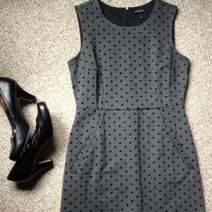 Grey polka dot sleeveless knit Land’s End dress